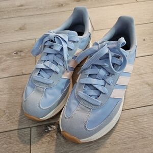Adidas Kids Light Blue and Pink Sneakers